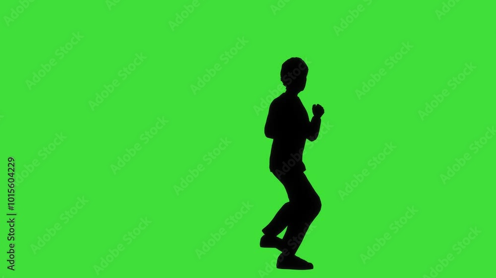 An animated silhouette of a character performing a martial arts butterfly kick with a green screen background. The scene showcases fluid, acrobatic motion, ideal for action sequences, compositing An animated silhouette of a character performing a martial arts butterfly kick with a green screen background. The scene showcases fluid, acrobatic motion, ideal for action sequences, compositing