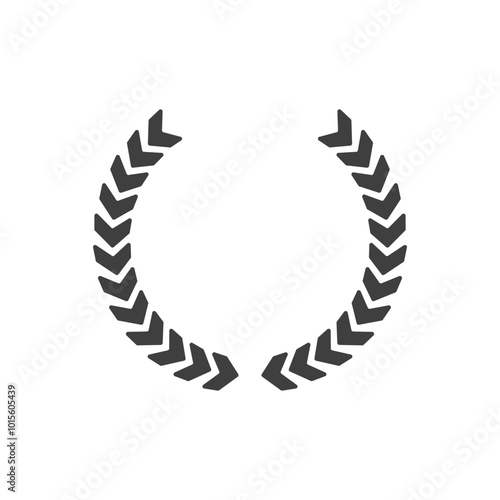 Black Laurel Wreath Emblem on White Background. Icon for victory and trophy.