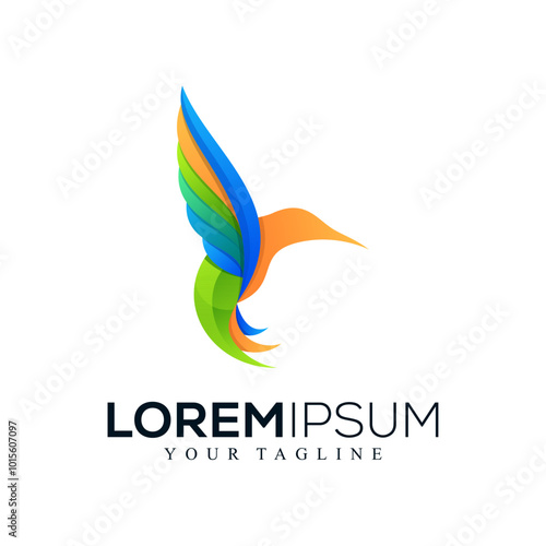 Abstract humming bird logo design photo