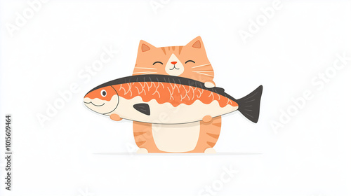 Orange Cat with Salmon: Ado...
