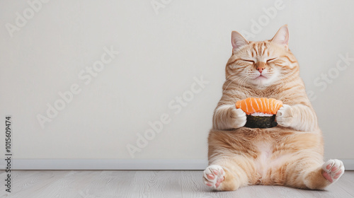 Chubby Cat Sushi Lover