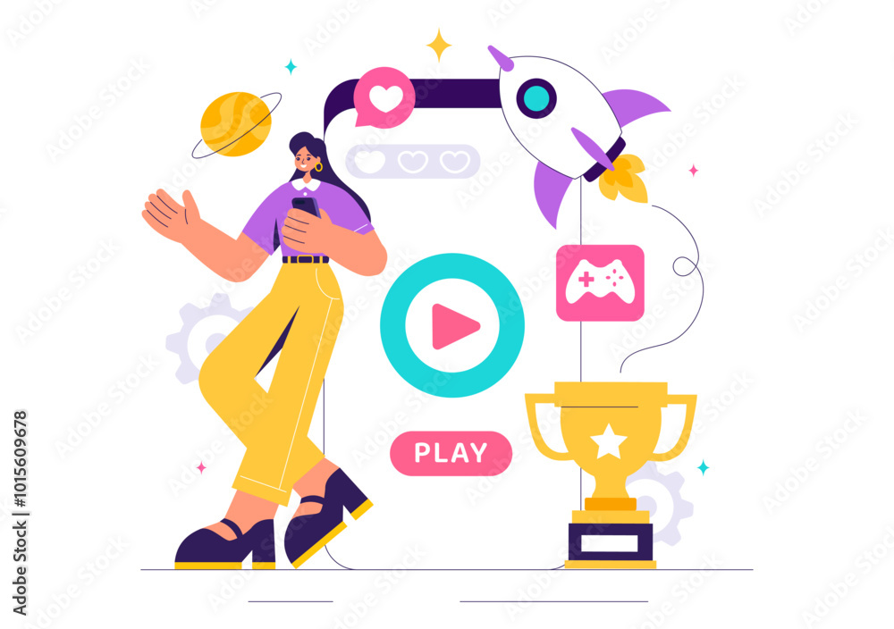 Video Games Vector Illustration with Programmers Playing Gamepad Controllers in Console Fights on Android, Mobile, and Computer in a Flat Background Video Games Vector Illustration with Programmers Playing Gamepad Controllers in Console Fights on Android, Mobile, and Computer in a Flat Background