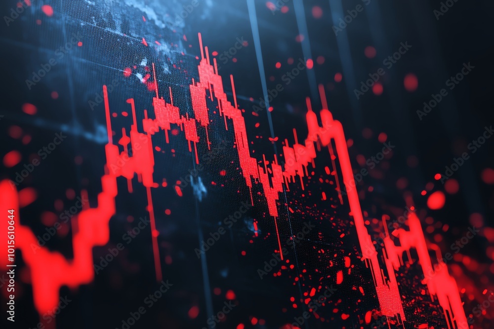 Red financial graph with falling trend, conveying market decline, white isolate background. Red financial graph with falling trend, conveying market decline, white isolate background.