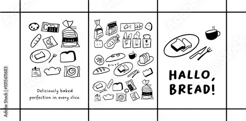 Hand-Drawn Bakery Poster with Bread and Pastry Illustrations