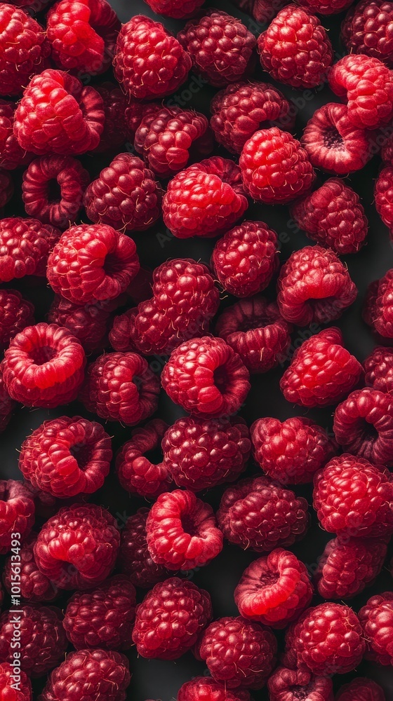 Create a vibrant background with a top view of fresh raspberries, captured in high definition with a clean, noise-free presentation that highlights their rich red color and delicate texture Create a vibrant background with a top view of fresh raspberries, captured in high definition with a clean, noise-free presentation that highlights their rich red color and delicate texture