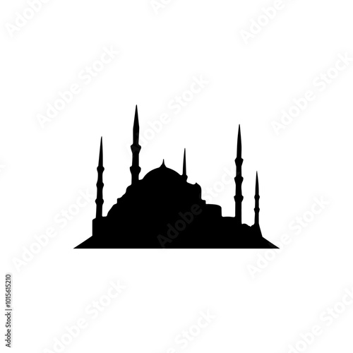 Vector Illustration Muslim Mosque Silhouette