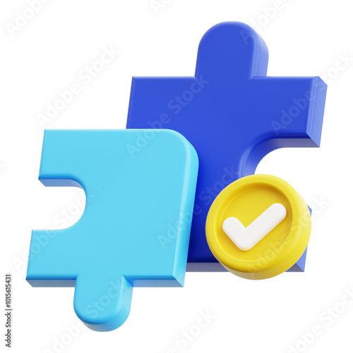 3d problem solving icon. Ideal for concepts of teamwork and completion