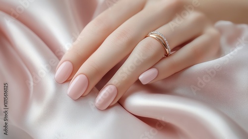 Wallpaper Mural Elegant Hand with Pink Nails and Diamond Ring Torontodigital.ca