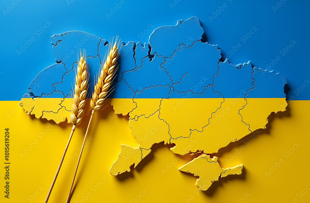 realistic volumetric map of ukraine made of concrete or plaster against ...