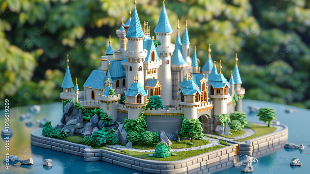 Obraz premium Enchanted Castle isometric 3D