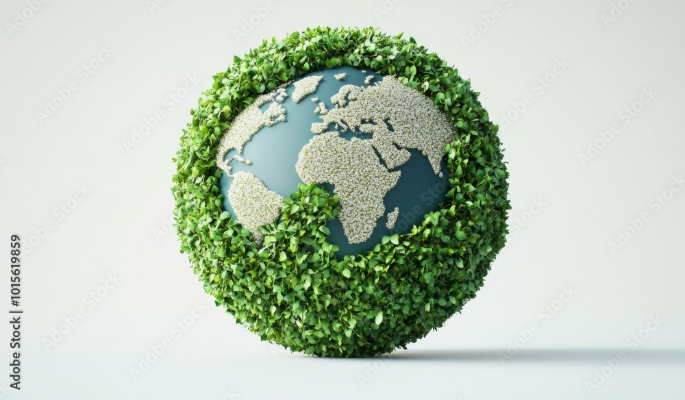 he Earth’s globe made entirely from lush greenery, symbolizing environmental awareness and the flourishing of society through sustainability and responsibility. he Earth’s globe made entirely from lush greenery, symbolizing environmental awareness and the flourishing of society through sustainability and responsibility.