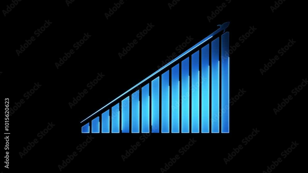 glowing neon Business growth infographic animation. Increase sales in business. Flat isolated graph of success. glowing neon Business growth infographic animation. Increase sales in business. Flat isolated graph of success.