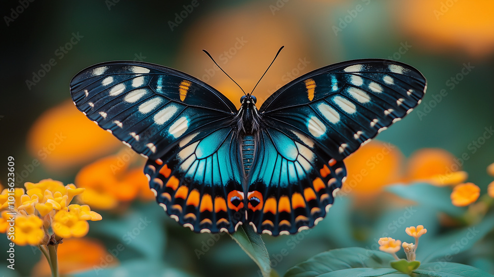 Fototapeta premium Mesmerizing Butterfly Perched on Vibrant Natural Backdrop