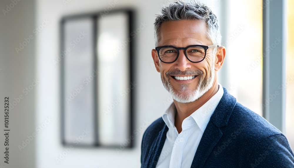 Portrait of a smiling middle-aged man wearing glasses Portrait of a smiling middle-aged man wearing glasses