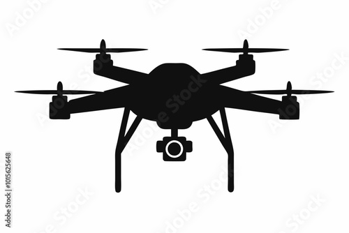 Drone silhouette vector, drone camera icon silhouette vector illustration	
