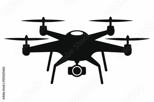 Drone silhouette vector, drone camera icon silhouette vector illustration	
