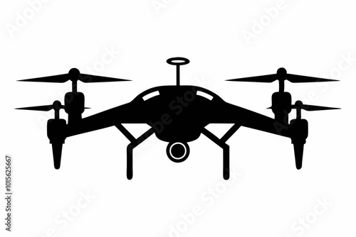 Drone silhouette vector, drone camera icon silhouette vector illustration	
