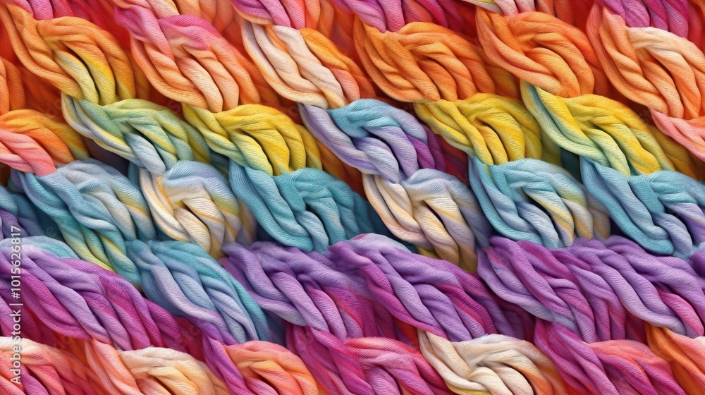 Vibrant Multicolored Twisted Yarn and Rope Pattern - Textile Art Vibrant Multicolored Twisted Yarn and Rope Pattern - Textile Art