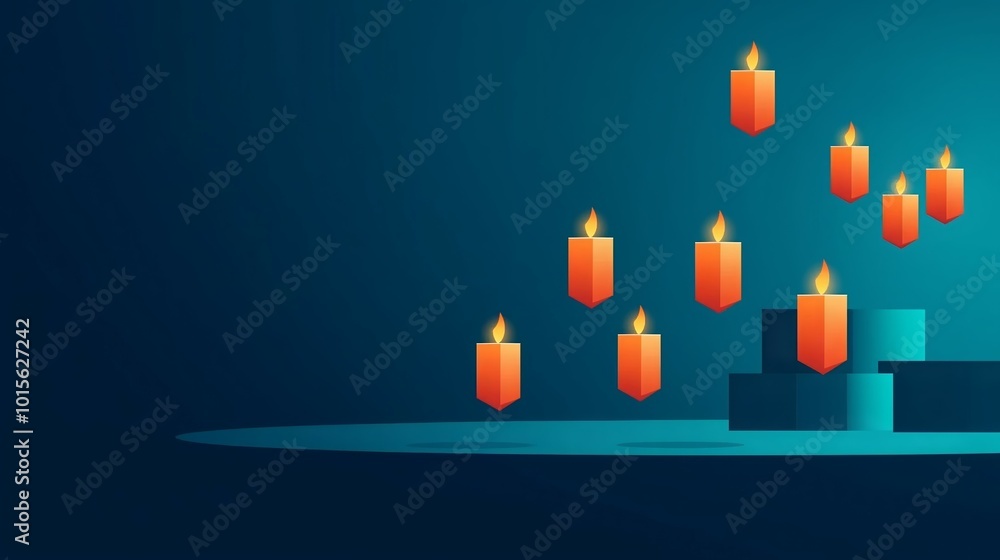Glowing Lanterns on a Dark Blue Background for Diwali Celebration with Copy Space Glowing Lanterns on a Dark Blue Background for Diwali Celebration with Copy Space