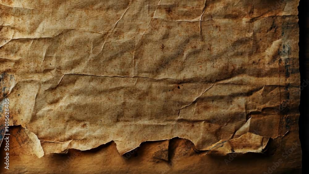 A worn piece of paper with torn edges and brown stains lies flat on a surface A worn piece of paper with torn edges and brown stains lies flat on a surface