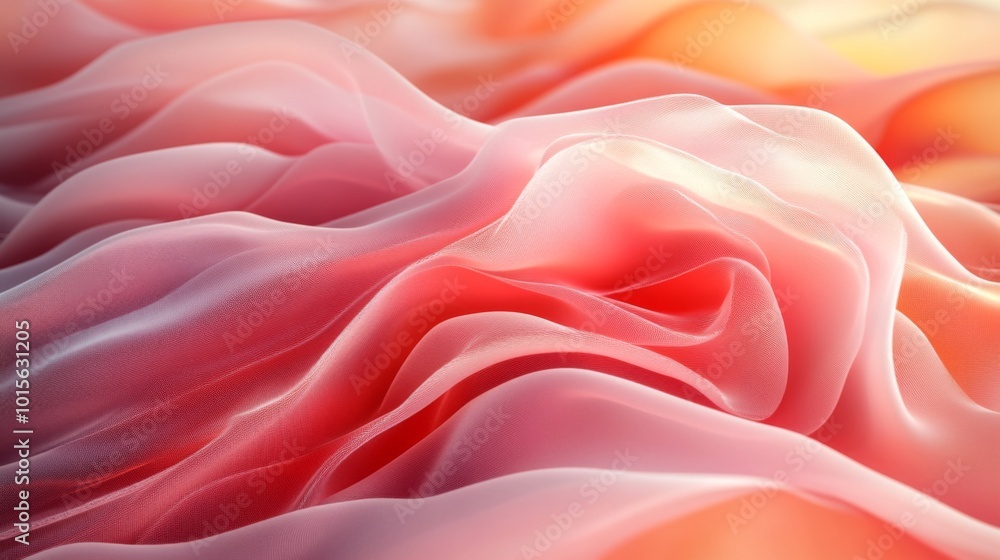Fototapeta premium Abstract Wavy Pink and Orange Fabric Texture