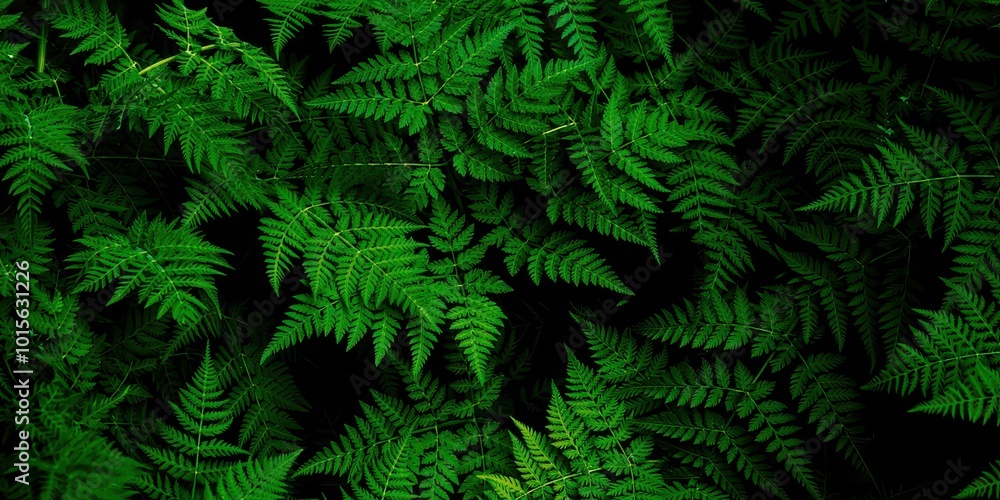 Obraz premium Lush green fern leaves in dense forest canopy - nature's verdant elegance