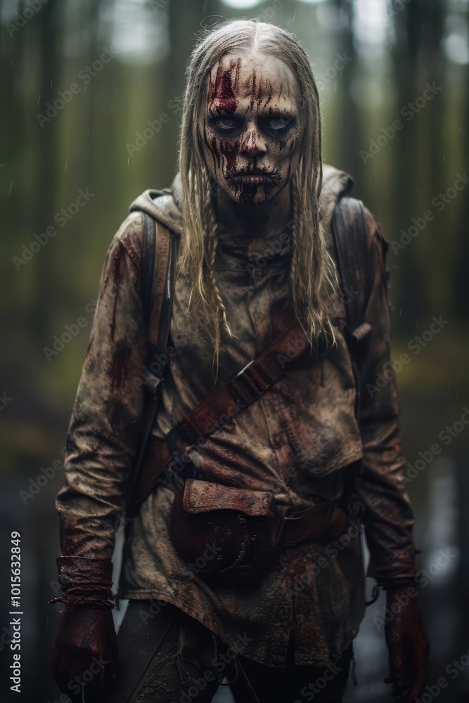 Obraz premium Cinematic Darkcore Horror Zombie Predator in a Forest