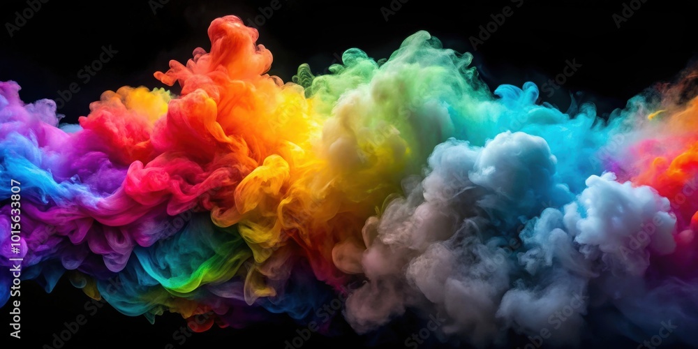 Fototapeta premium Abstract colorful smoke clouds in vibrant shades, colorful, abstract, smoke, clouds, vibrant, colorful, art, background