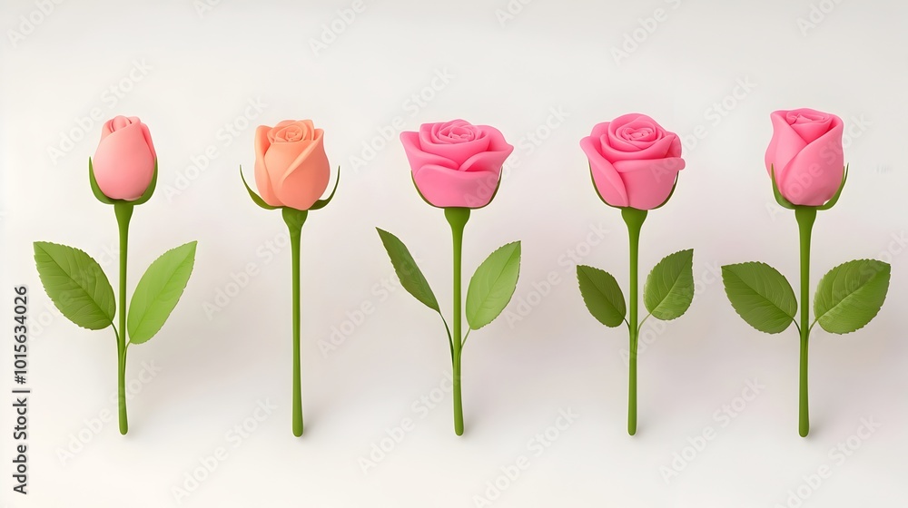 Stunning 3D Rendered Collection of Elegant Rose Blooms in Vibrant Colors A digital art piece showcasing a beautiful arrangement of rose flower Stunning 3D Rendered Collection of Elegant Rose Blooms in Vibrant Colors A digital art piece showcasing a beautiful arrangement of rose flower
