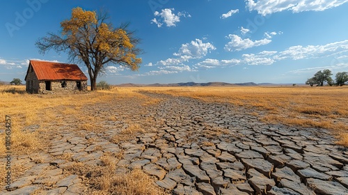 Drought-ravaged land worsens as climate change continues to affect the region, leaving barren, dry landscapes in its wake. photo