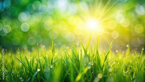 Natural grass background with blurred bokeh and sun , nature, green, grass, sun, outdoors, bokeh, blurred, background