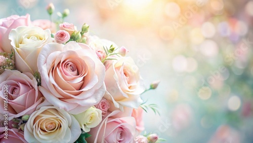 Soft focus pastel rose bouquet with an elegant floral background, pastel, rose, bouquet, soft focus, elegant, floral