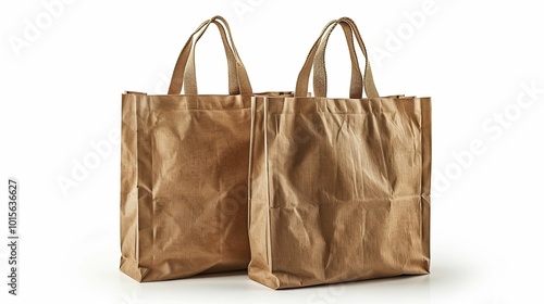 Two Brown Paper Shopping Bags with Handles