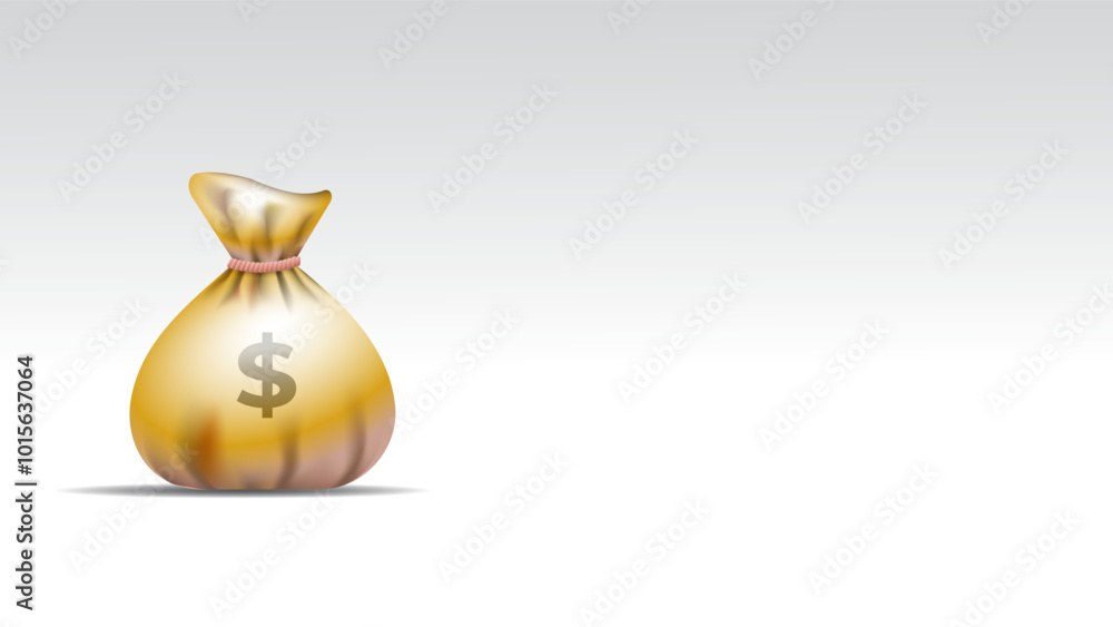 A 3D illustration of a golden money bag with a dollar sign, isolated on a white background with blank space for text, symbolizing wealth, savings, financial prosperity and success goals. A 3D illustration of a golden money bag with a dollar sign, isolated on a white background with blank space for text, symbolizing wealth, savings, financial prosperity and success goals.