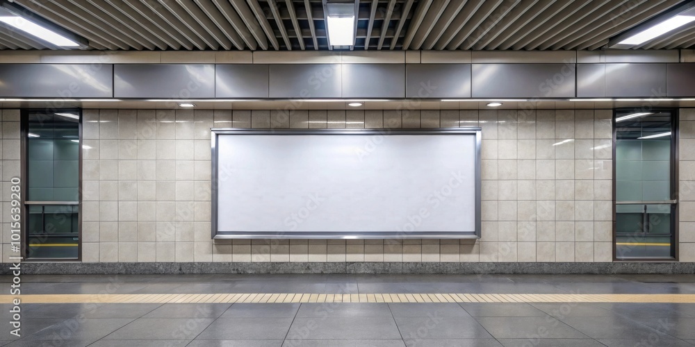 Large blank billboard template for subway station underground walkway, subway, station, underground, walkway, blank Large blank billboard template for subway station underground walkway, subway, station, underground, walkway, blank