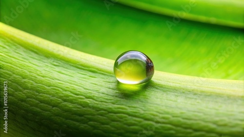 Macro shot of a water drop on a green banana fruit, dew drop, close up, green, banana, fruit, water, macro, fresh, tropical