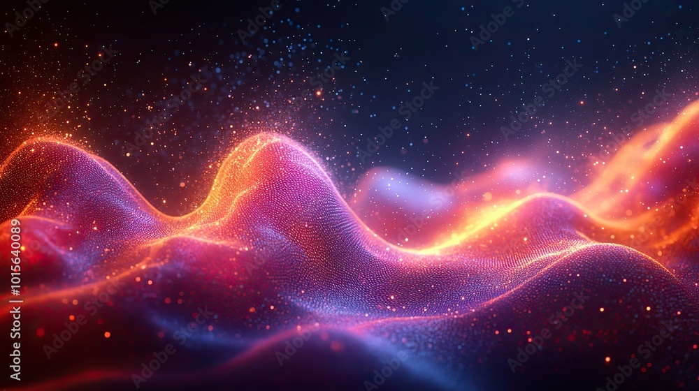Fototapeta premium Modern glowing wave background with dynamic wave lines, symbolizing futuristic technology and audio patterns.