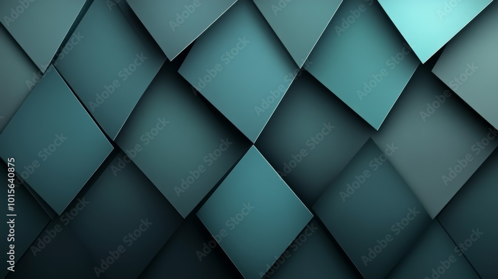 Abstract Geometric Pattern of Overlapping Teal Squares Abstract Geometric Pattern of Overlapping Teal Squares