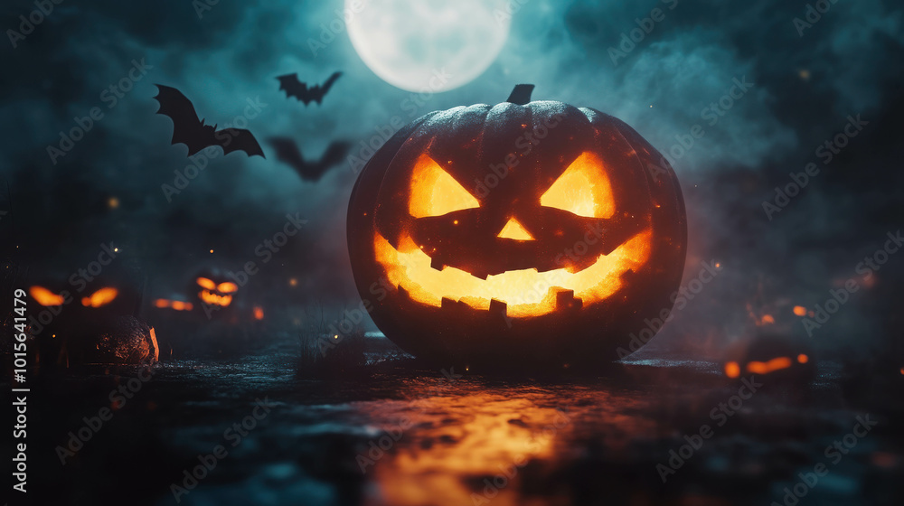 Spooky 3D Halloween Pumpkin Banner Design Spooky 3D Halloween Pumpkin Banner Design