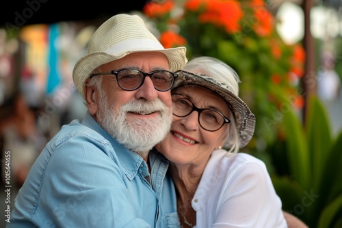 Portrait of a happy senior couple in the park. Retirement concept.