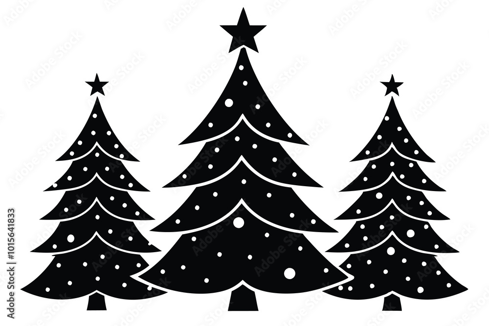 Obraz premium christmas tree icons silhouettes in black color.eps