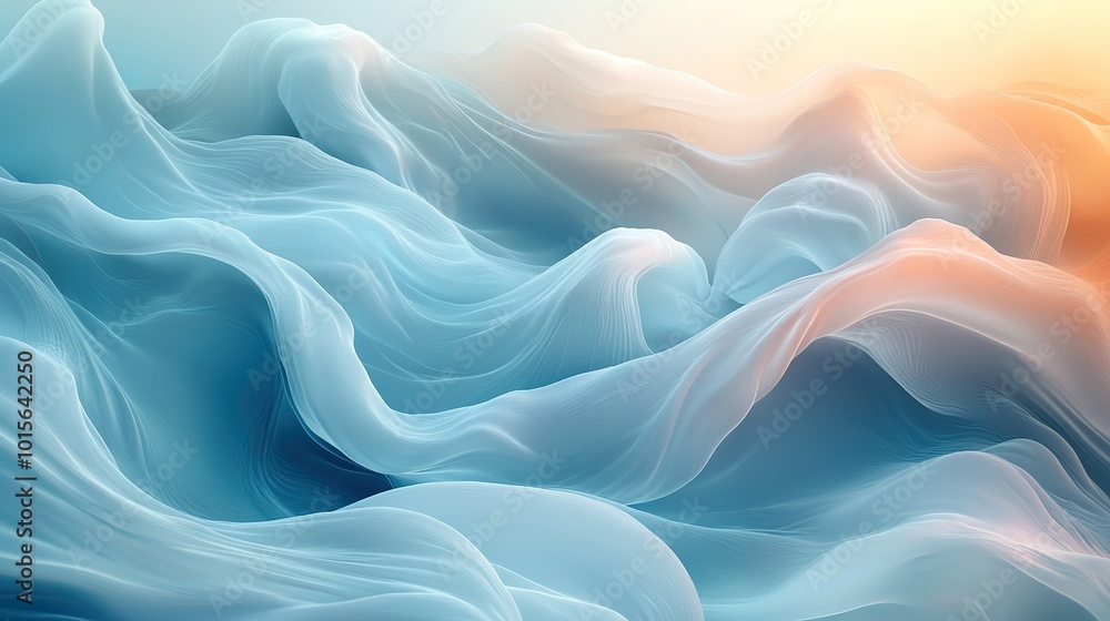 Obraz premium Serene abstract waves in muted tones provide a calm backdrop, perfect for environmental conservation presentations focusing on sustainability.
