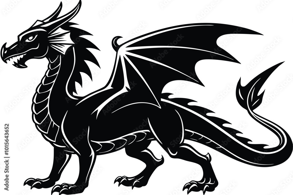Fototapeta premium standing dragon silhouette illustration art.eps