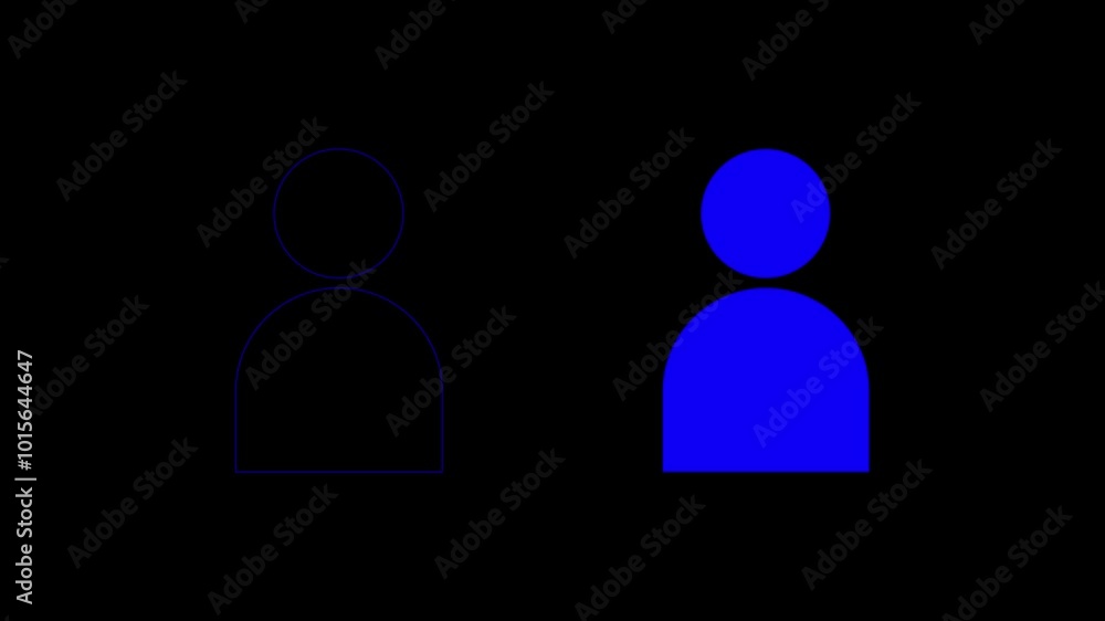 glowing neon profile animation icon. Contact icon with neon sign on a black background. glowing neon profile animation icon. Contact icon with neon sign on a black background.