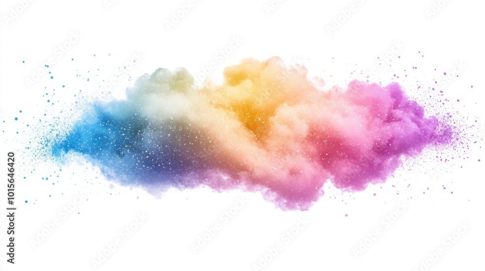 Colorful pastel rainbow cloud with glitter and sparkles, isolated on a clean white background Colorful pastel rainbow cloud with glitter and sparkles, isolated on a clean white background