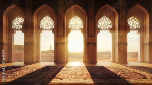 Mosque Interior with Desert View