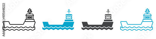 cargo ship icon set for web and mobile app