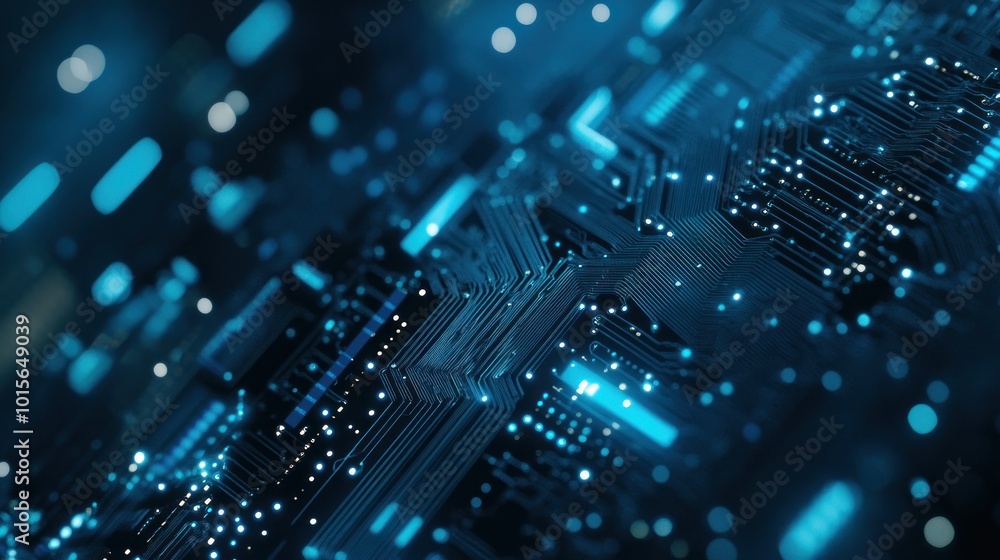 Circuit Board with Glowing Lines and Dots Circuit Board with Glowing Lines and Dots