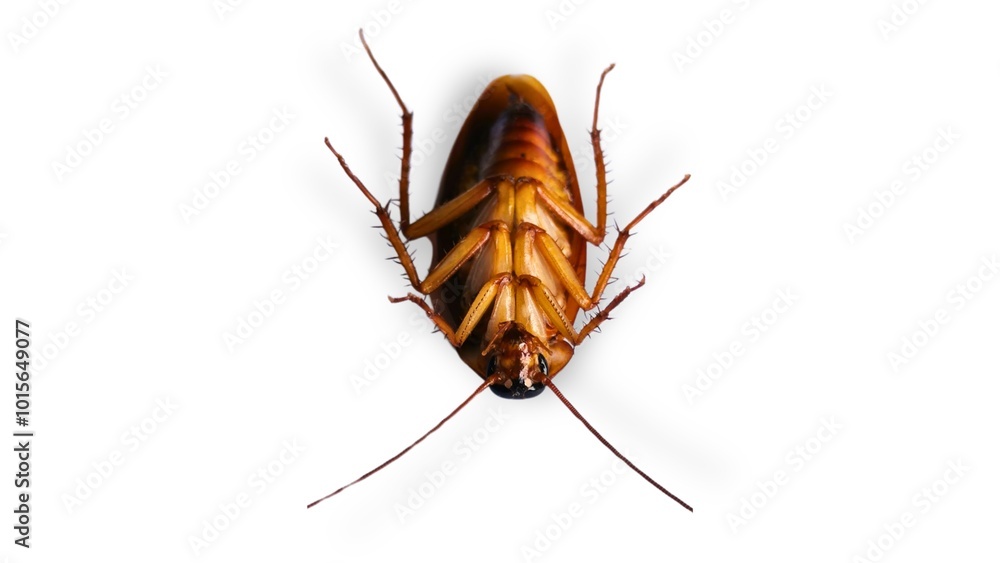 Cockroach in supine position on white background Cockroach in supine position on white background