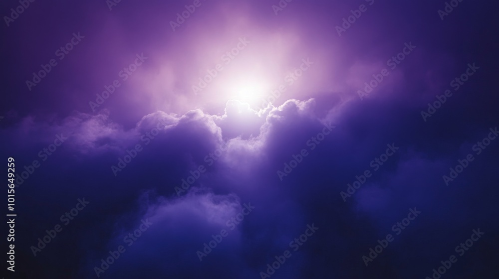 Bright White Sun Shining Through Purple Clouds Bright White Sun Shining Through Purple Clouds
